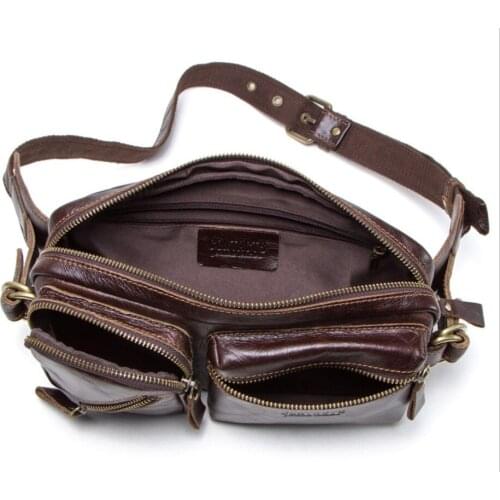 The first layer of cowhide multifunctional mens belt bag leather shoulder messenger bag