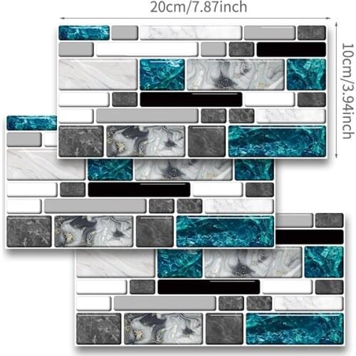 Kitchen Backsplash Tiles Peel and Stick Wall Stickers Waterproof Marbling 3D Bathroom Kitchen Wallpaper Self-Adhesive Home Decor