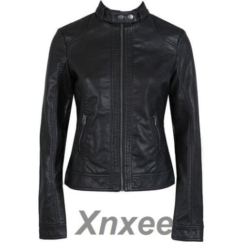 2019 Fashion New Womens Jacket European Fashion Leather Jacket Cleaning Single PU Leather Motorcycle Temale Womens Leat Xnxee