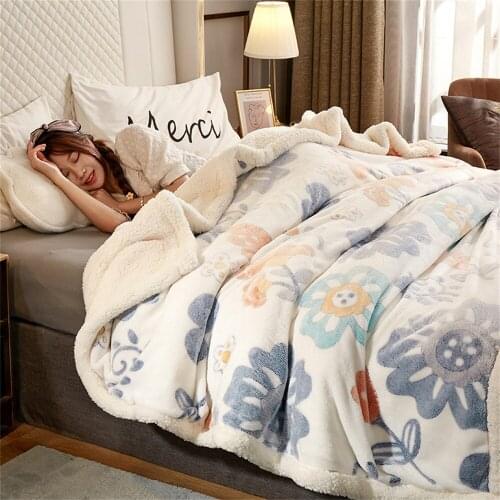 2021 New Blanket thickening faux lamb wool winter nap cover coral fleece warmth flannel duvet cover fashion
