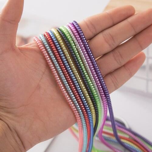 New Plating Sequins 1.4M 3 in 1 TPU spiral USB Charging cable cord protector cable winder for iphone 8 7 6 5 Earphone Protection