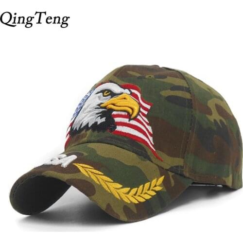 New Embroidery Eagle Camouflage Baseball Caps For Men Women Outdoor Fishing Desert Hats USA Flag Army Camo Baseball Hats