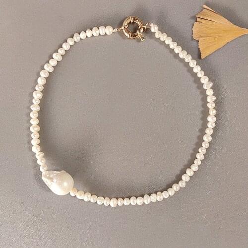 Baroque Freshwater Pearls Necklace Handmade High Quality Natural Pearls Ladies Attending Party Clothes Accessories 2020 Fashion