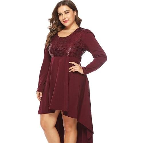 Fashion Autumn Winter Women Long Shiny Sequin Dress Girls Long Sleeve Pleated Sexy Party Purple Dress Elegant Plus Size 4xl 5xl