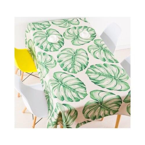 Thicken nordic linen tablecloth table cloth garden fresh green leaf simple modern coffee rectangular home decoration table cover