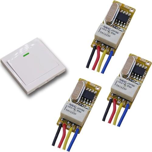 Simple and Practical DC3.5V 5V 6V12V New1CH Wireless Power Switch System 3Receiver& 1White Wall Transmitter Remote Controller