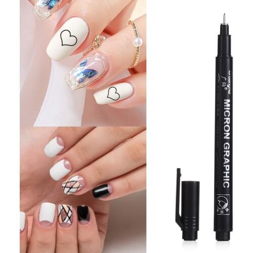 Nail Art Graffiti Pen Black Color UV Gel Polish Dot Wire Detailing Design Painting DIY Brushes False Nails Adorn Manicure Tools