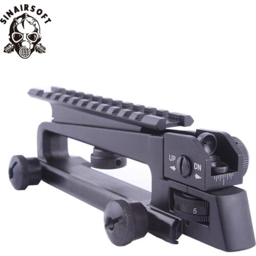 SINAIRSOFT AR15 Metal Detachable Black Carry Handle Dual Apertures A2 Rear Sight and Picatinny Rail Combo Mount M4 M16 Hunting