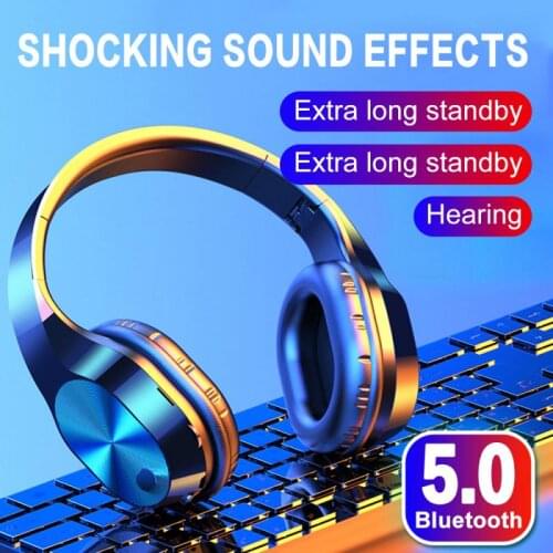 3 Colors 9D Surround Stereo Bluetooth Headphones T5 Wireless Sports Headset Foldable Head-mounted HIFI Earphone Gaming Headset