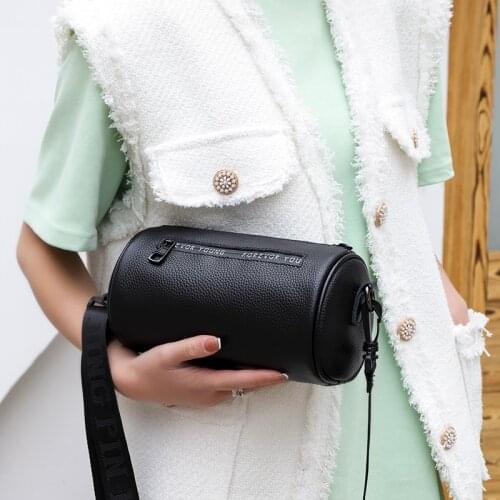 New Trend Shoulder Bag Women Hip Hop Cylinder Crossbody Bag Purse Luxury Designer Female Bags High Quality PU Leather Phone Pack