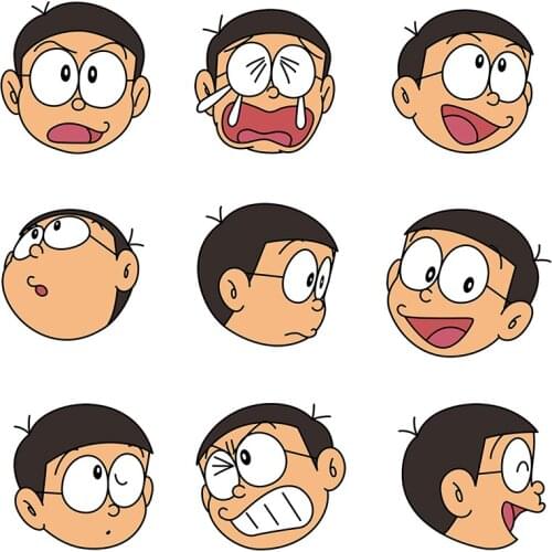 Three Ratels QC421 The most complete Nobi Nobita Face portrait wall stickers for kids car hood sticker laptop decal