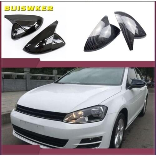 Black Horn Shape Side Wing Mirror Cover for VW Golf 7 MK7 7.5 GTD R GTI GTE VII Cap E-golf Sportsvan 2013 2018 2019 2020 replace