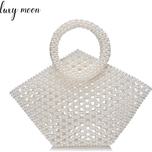 Womens Pearl Handbag Woven Clutch Bag Large Capacity Purses and Handbags Luxury Designer Female Party Clutch Wedding Z034