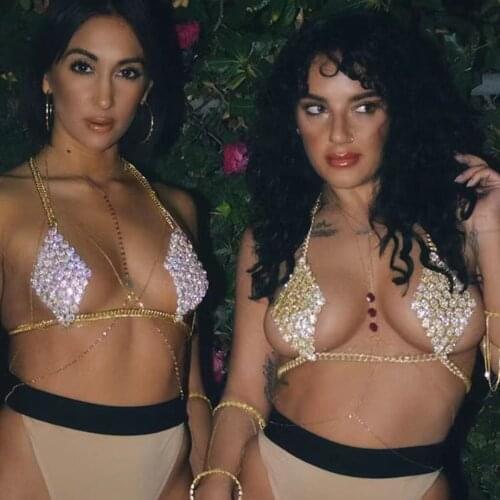 Handmade Rhinestone Body Chain Harness Bra Thong Underwear Set for Women Luxury Crystal Bralette Sexy Lingerie Body Jewelry