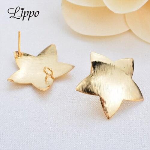 10pcs 22mm*22mm Stars Stud Earrings Pins Gold Color Plated Earrings Connectors Findings