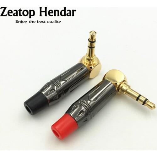 100Pcs 3.5 mm 3 Pole Male Right Angle 90degree Extension Stereo Audio Headphone Jack Solder Plug Mini DIY Connector Gold plated
