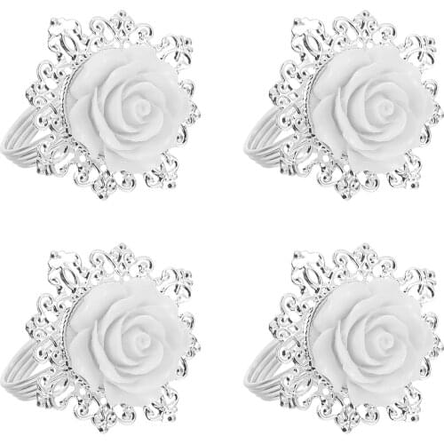 12Pcs Alloy Napkin Ring Creative Exquisite Practical Alloy Napkin Buckle Floral Napkin Holder Flower Napkin Ring for Hotel Home