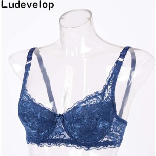 Fashion New Sexy Ladies Sexy Underwear Full Coverage Minimizer Non Padded Lace Sheer Bra 9 Color 34-40 AB Cup