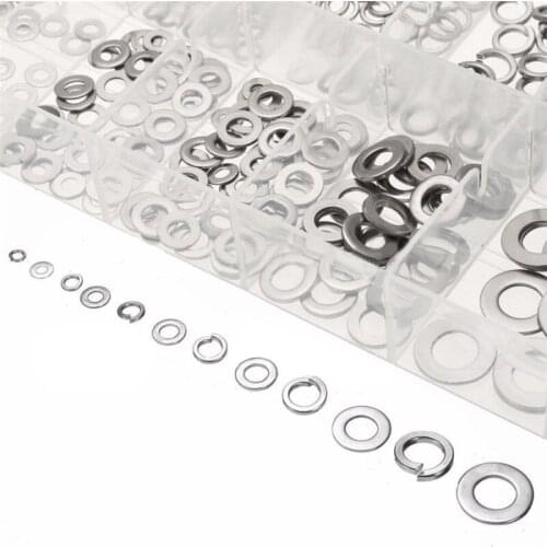 350pcs/set Stainless Steel Spring Washer Assortment Kit M2.5-M10 For Handware