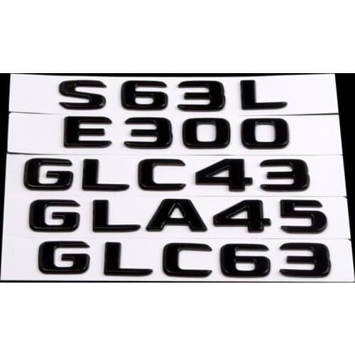3D GLOSS BLACK Trunk Letters Emblem Emblems Badges for Mercedes Benz W176 A45 C63S AMG A45 C63 E63S 2017+ Car Accessories