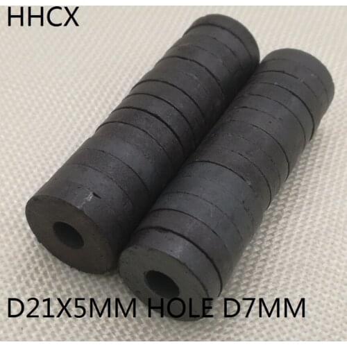 50pcs/lot Y30 Ring Ferrite Magnet 21*5 mm Hole 7mm Permanent magnet 21mm x 5mm Black Round Speaker magnet 21x5 mm
