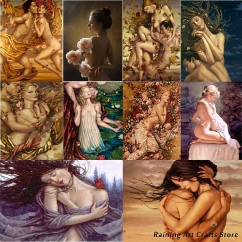 5D Diy Diamond Painting Embroidery Naked Couple Lover Sexy Lady Full Square Round Drill Cross Stitch Mosaic Pictures Home Decor