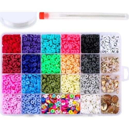 6mm Flat Round Polymer Clay Spacer Beads, Used for Jewelry Making Bracelets, Necklaces and Earrings, DIY Craft Kit