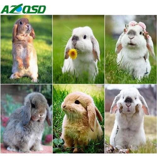 AZQSD Diamond Painting Rabbit Mosaic DIY Diamond Embroidery Sale Animal Full Square Drill Picture Of Rhinestones Home Decor