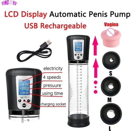 Automatic Electric Penis Pump Extender Enlargement Exercise Tools Vibrator Sex Toys for Men Vacuum Train Pump Male Masturbator