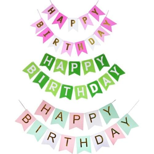 Happy Birthday Banner Swallowtail Bunting Garland Flags Photo Booth for Kids Adults Layout Birthday Party Decoration Supplies
