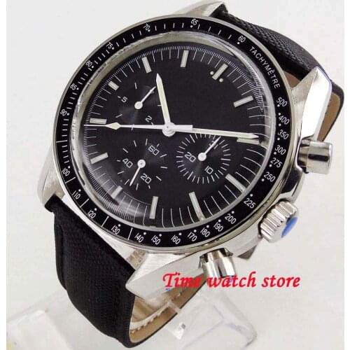 40mm Bliger Multifunction automatic wrist watch men date week display luminous scratch proof glass waterproof black strile dial