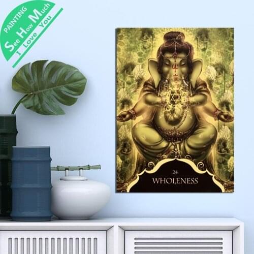 1 Piece Ganesha Green Wholeness HD Printed Canvas Wall Art Posters and Prints Poster Painting Framed Artwork Room Decoration