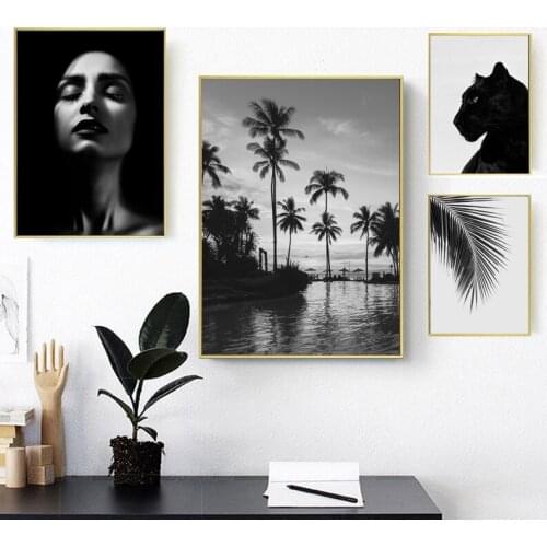 Black And White Landscape Paintings And Portraits Posters And Prints Domineering Black Panther Oil Canvas For Living Room Decor