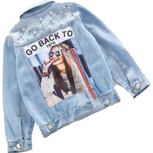 Girls demin jacket 3-15T kids spring warm jacket teenage fashionable cartoon coat autumn baby girls tops kids jeans baby outwear