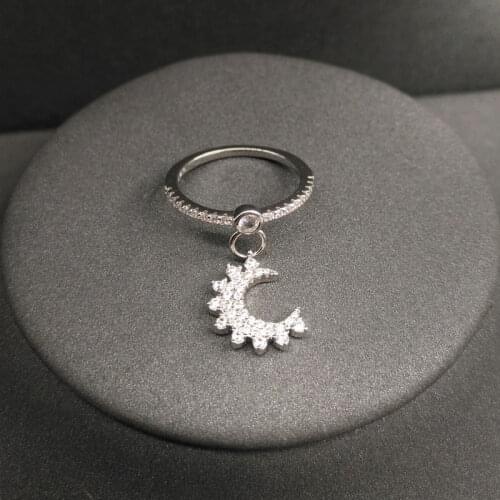 Elegant Moon Wedding Rings For Bridal Women Engagement Small Simple Zircon Ring Christmas Gift Jewelry Zk40