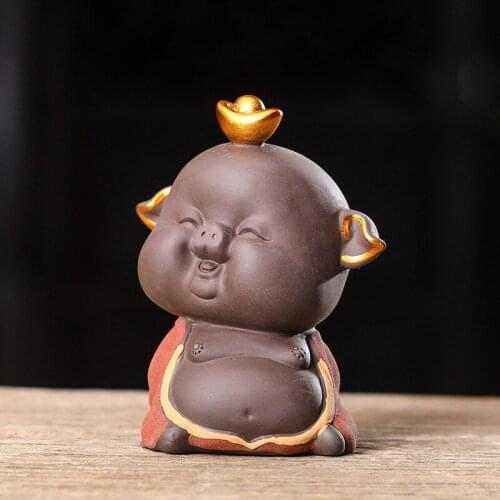 Purple Sand Tea Pet Ornaments Boutique Five Blessings Pig Home To Attract Wealth And Blessings Cute Piggy Tea Ceremony Tea Play