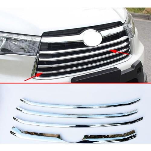 Chrome Fit For Toyota Kluger Highlander 2014 2015 2016 Accessories Hear Front Grille Grill Stripes Cover Trim Exterior Parts