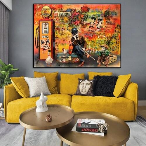 Street Graffiti Art Tableau Portrait Painting on Canvas Posters and Prints Wall Art Picture for Living Room Cuadros Home Decor
