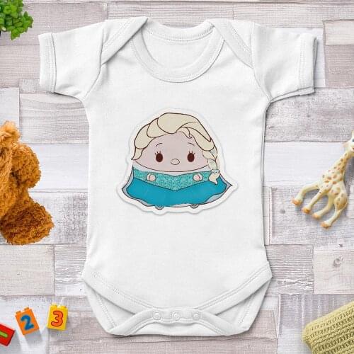2021 Baby Rompers For Baby Girl Baby Boy Disney Princess Elsa Printed Cute Fat Funny Newborn Jumpsuits Short Sleeve Infant Tops