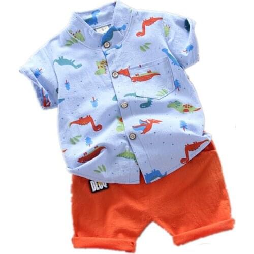 New Summer Baby Boys Clothing Children Fashion Cartoon Pattern Shirt Shorts 2Pcs/set Toddler Casual Clothes Suit Kids Tracksuits
