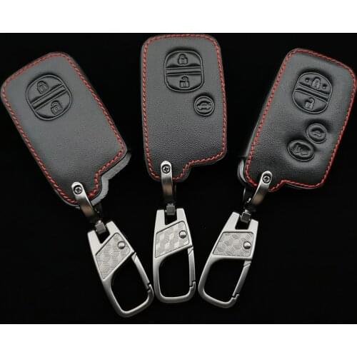 Leather Car Key Case For Toyota Auris Camry Rav4 Avalon Yaris Verso 2012-2018 2/3/4 Button Keyless Remote Fob Protector Cover Ba