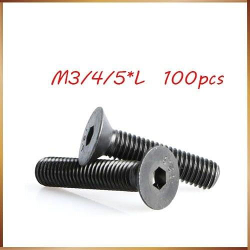 M5 10mm 100PCS M3 M4 M5 series 10.9 round M*6/8/10/12-50 mm Steel Flat Countersunk Head Hex Socket Screw nails,bolts