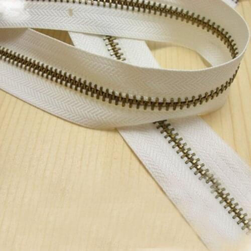 Zipper One Yard Anti Brass copper teeth White