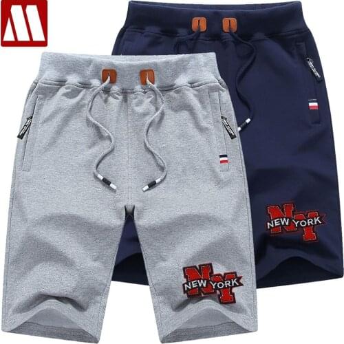 Wholesale Price Men Summer Embroidery Cotton Shorts Casual Zipper Short Pants Elastic Waist Short Sweatpants Drop Shipping