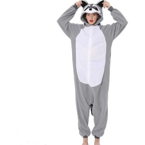 Men Pajamas Animal Kigurumi Women Raccoon Onesies For Adults Cartoon One-Piece Pijamas Full Body Birthday Gift Cosplay Costume