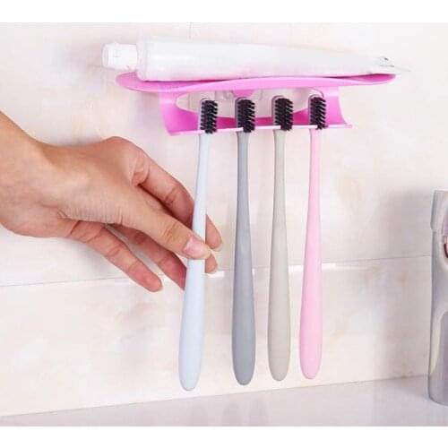 Toothbrush Holder Brush Holder Wall Mounted Toothpaste Storage Shelf Household Tooth Brush Dispenser Bathroom Accessories