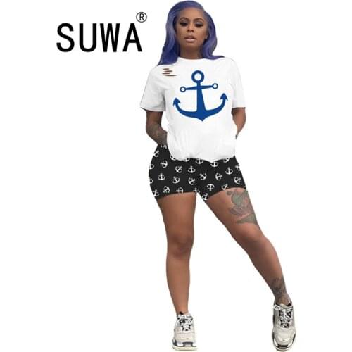 2021 New Product Summer Trendy Clothing Summer Women Sets Classic Pullover T-Shirt Top And Biker Shorts Casual 2 Pieces Outfits