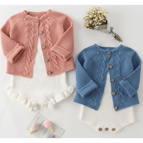 2020 Autumn Baby Girls Clothes Baby knitted Romper Set Infant Boys Sweater Cotton Coat Baby Jumpsuit Newborn Baby Girl Cardigan