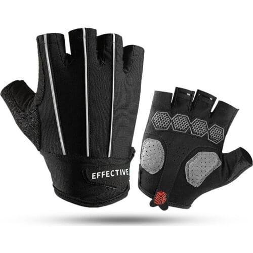 Half-finger Cycling Gloves Outdoor Sports Reflective Strip Short-finger Thickening Non-slip Wear-resistant Shock Absorption