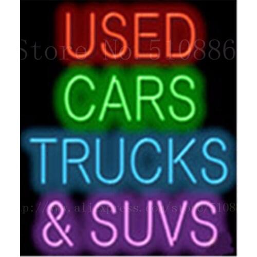 Used Cars Trucks & SUVs Car Glass Tube Car neon sign Businese Handcrafted Automotive Shop Store Signs Signboard Signage 19"x15"